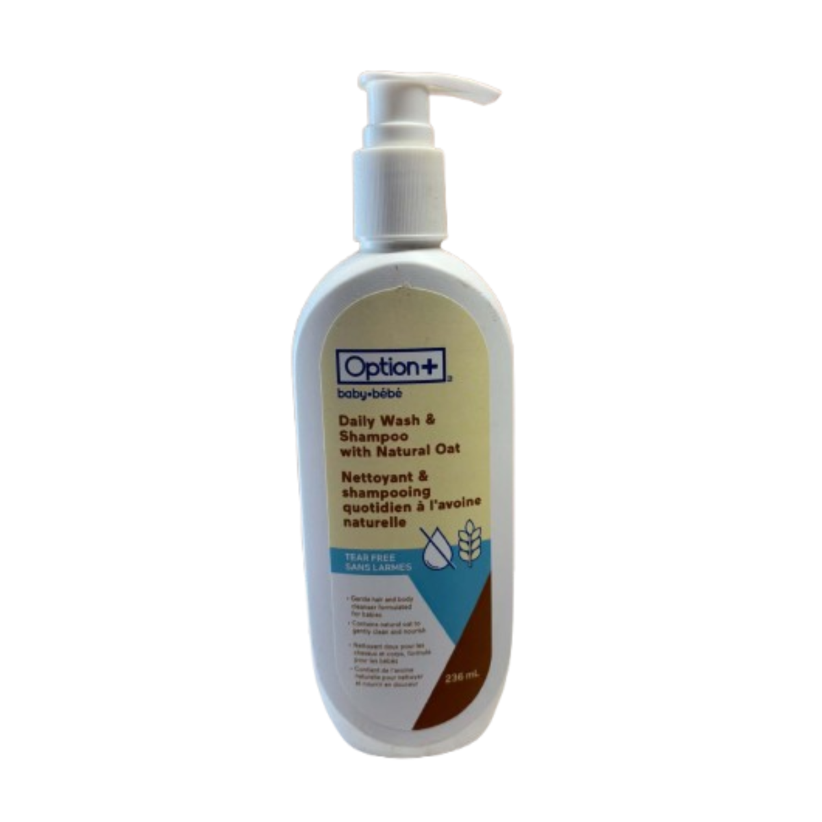 Option+ Bébé – Nettoyant et shampoing quotidien à l’avoine naturelle