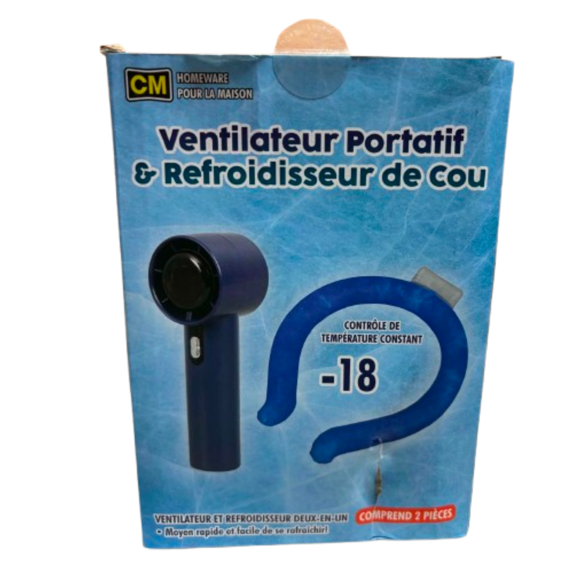 Ventilateur portatif et refroidisseur de cou – Ensemble 2 pièces