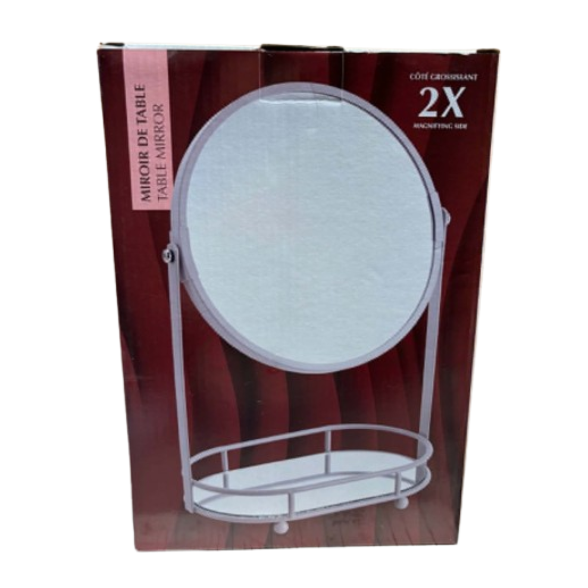 Miroir de table grossissant 2X avec rangement