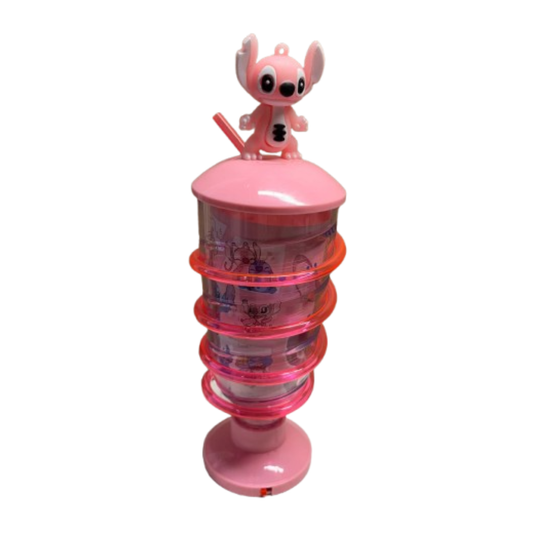 Verre lumineux avec paille et personnage Stitch – Rose