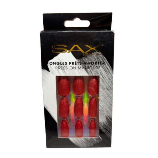 SAX – Ongles prêts-à-porter rouges scintillants