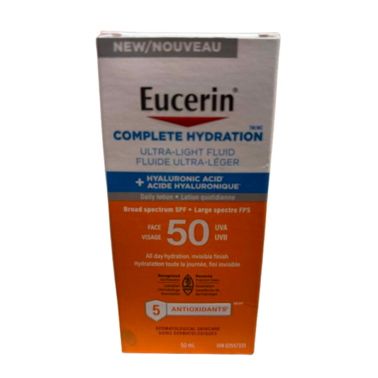 Eucerin Complete Hydration – Fluide ultra-léger pour le visage FPS 50 – 50 ml