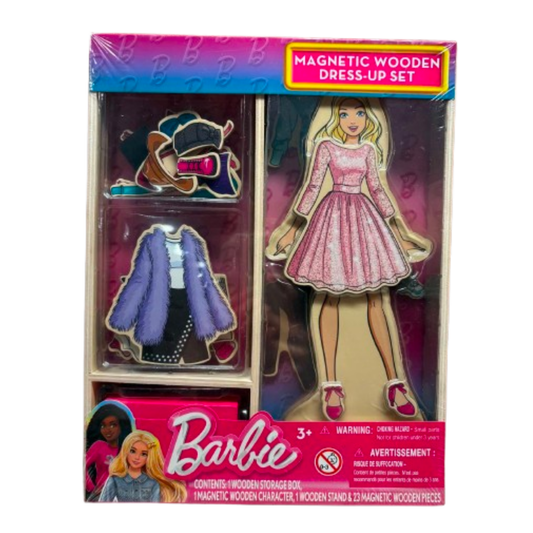 Barbie – Ensemble d’habillage magnétique en bois – 25 pièces