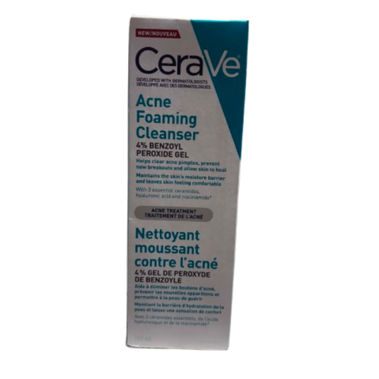 CeraVe – Nettoyant moussant contre l’acné – Peroxyde de benzoyle 4 %