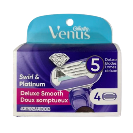 Gillette Venus Swirl & Platinum Deluxe – Recharges de rasoir – Paquet de 4